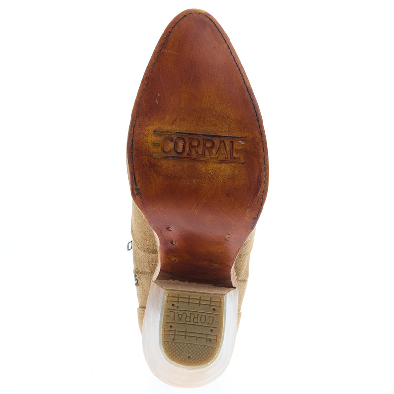 Corral Women`s Camel Embroidered Zipper Ankle Boot
