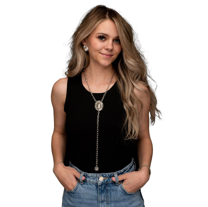 West And Company Chain Lariat with Concho Necklace