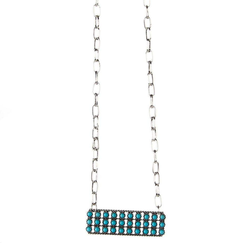 West And Company Snake Eye Turquoise Bar Necklace