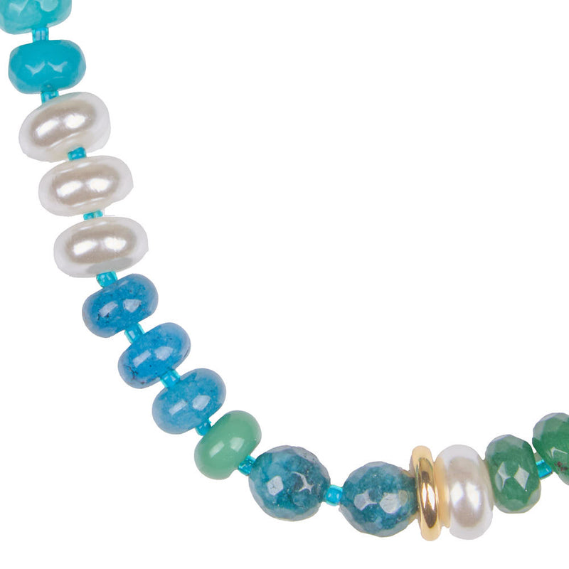 NRS Mixed Blue Pearl Stone Beaded Necklace