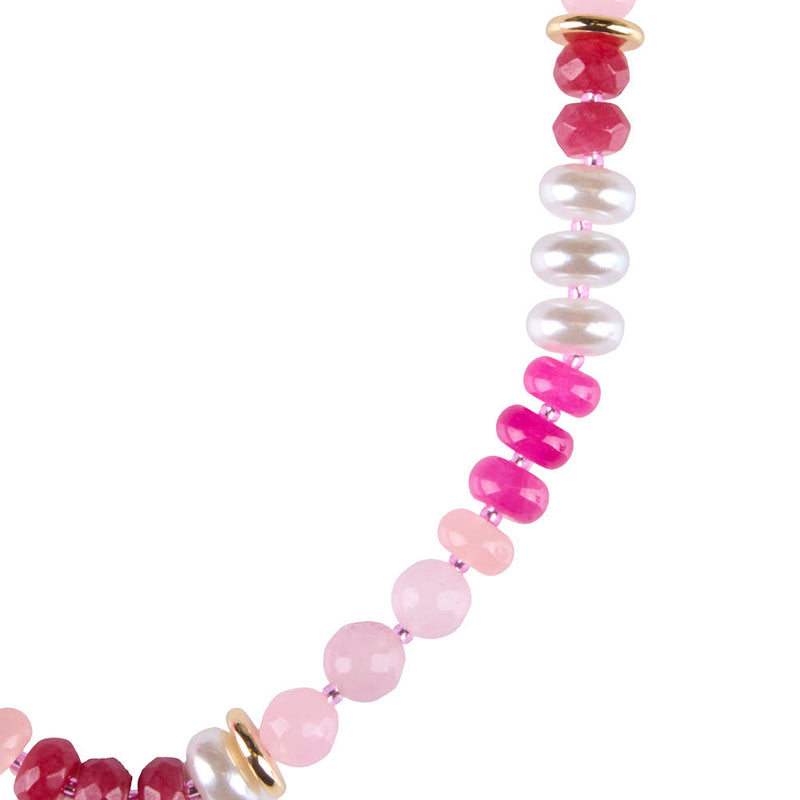 NRS Mixed Pink Pearl Stone Beaded Necklace