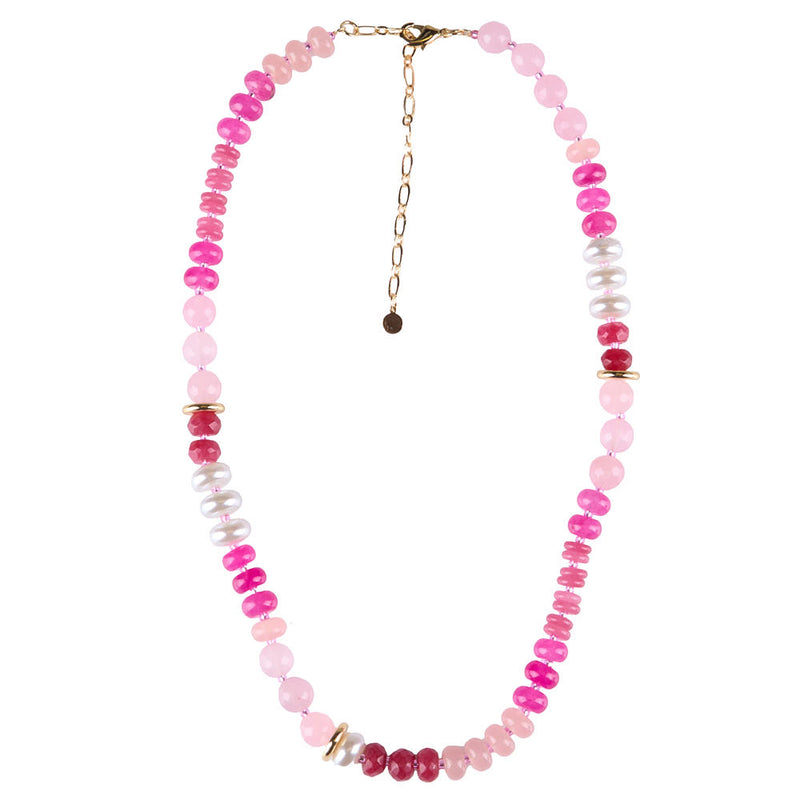 NRS Mixed Pink Pearl Stone Beaded Necklace