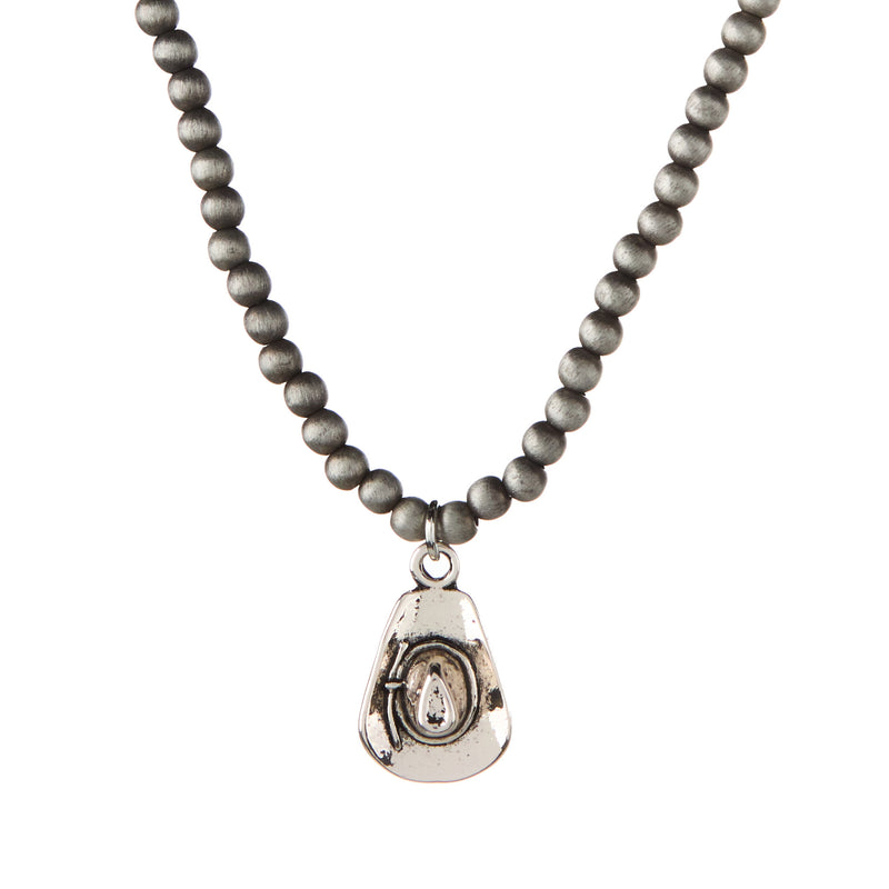 West And Company Faux Navajo Pearl Cowboy Hat Charm Necklace