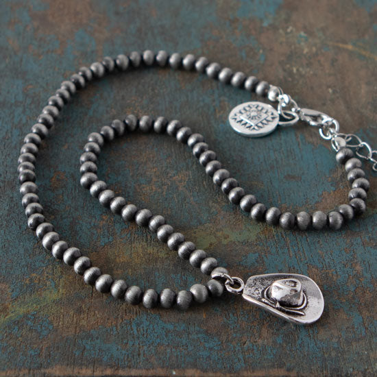 West And Company Faux Navajo Pearl Cowboy Hat Charm Necklace
