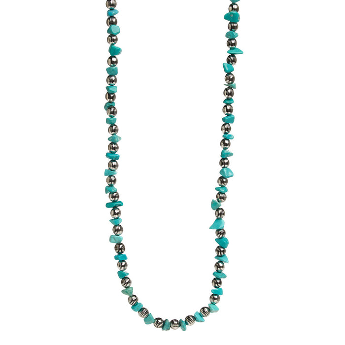West And Company Melon Bead & Turquoise Chunk Necklace