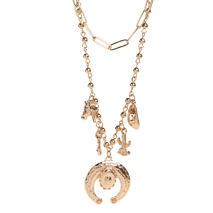 West And Company Gold Layered Charm Necklace