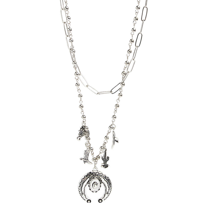 West And Company Silver Layered Charm Necklace