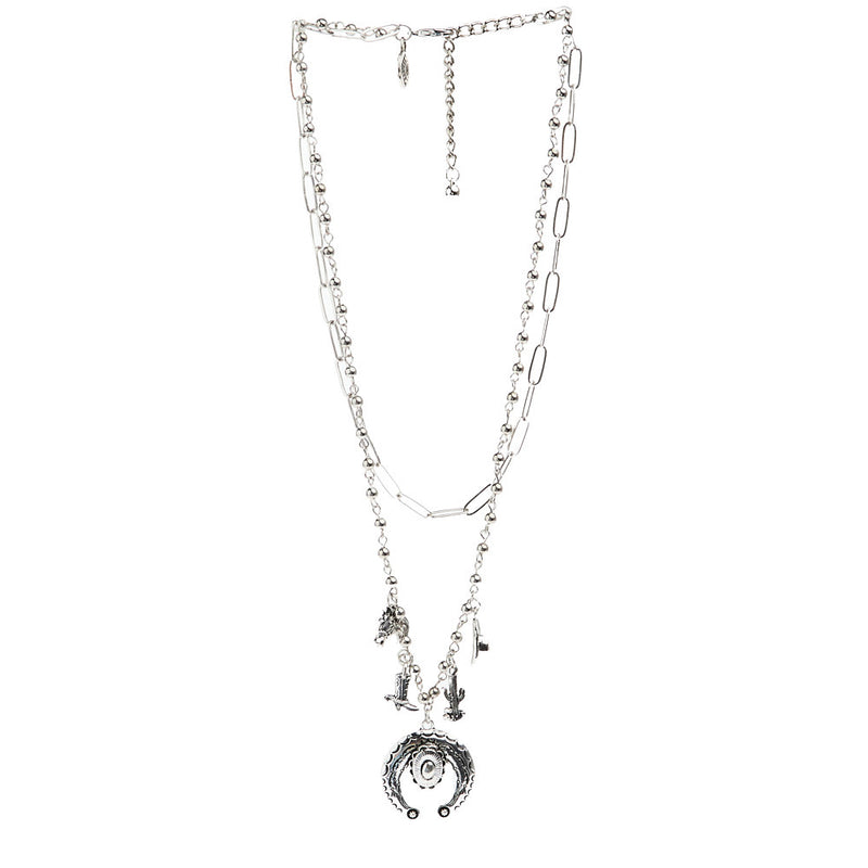 West And Company Silver Layered Charm Necklace