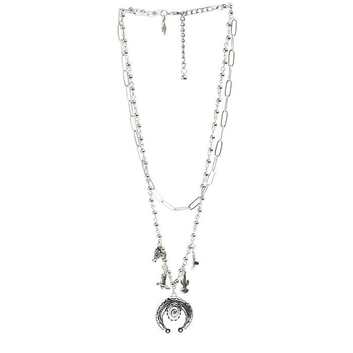 West And Company Silver Layered Charm Necklace