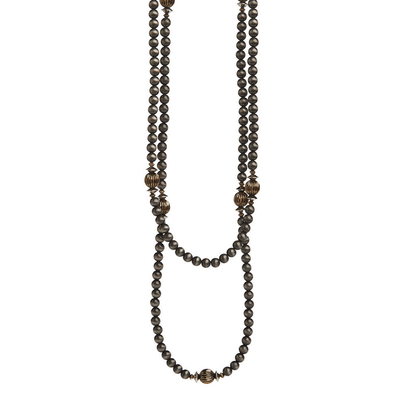 West And Company Faux Navajo Pearl with Gold Necklace