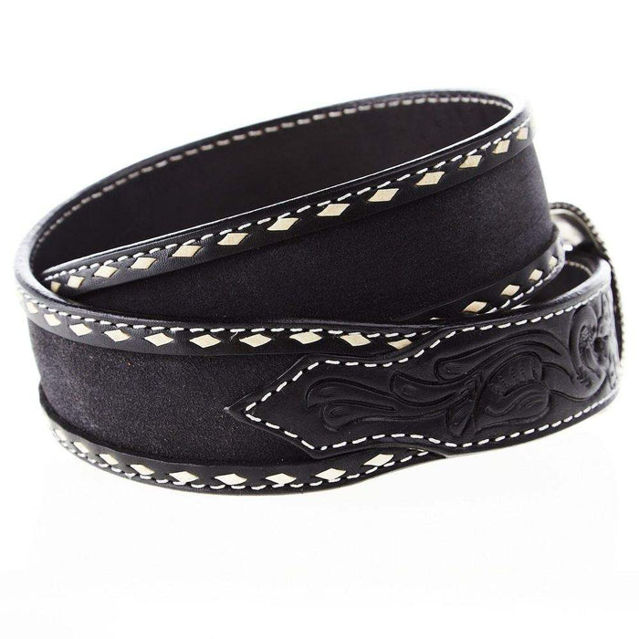 M&F Men's Nocona Black Roughout Buck Laced Western Belt
