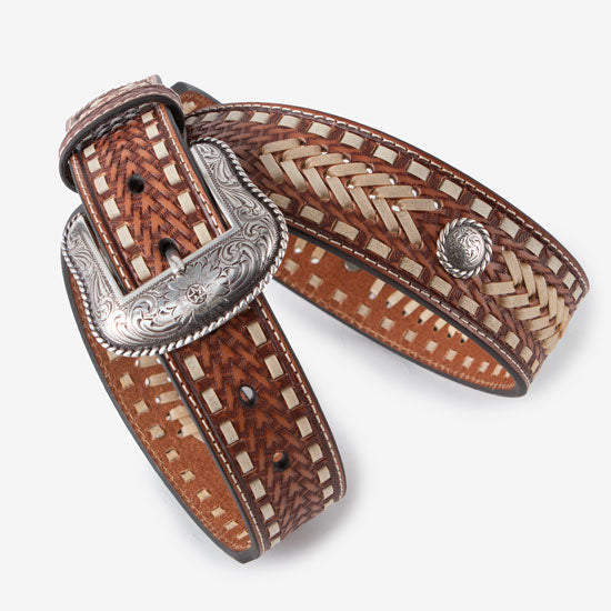 Mens Nocona Baskeweave Lacing Belt