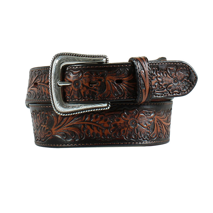Men's Nocona Embossed Floral Leather Belt