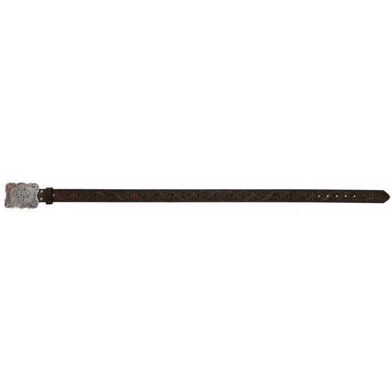 Nocona Belt Co. Ladies Brown Embossed Cross Belt