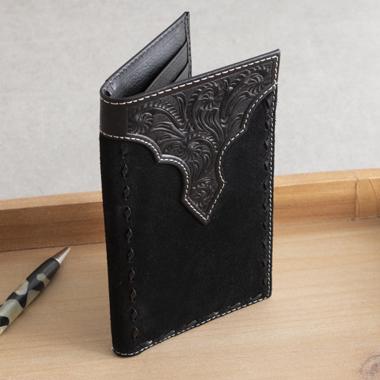 Black Stitch Tooled Rodeo Wallet