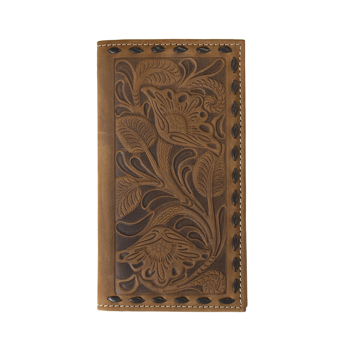 Men's Chocolate Tooled Floral Wallet