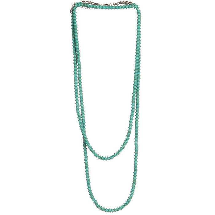 West And Company 66in.Turquoise Rondelle Bead Necklace