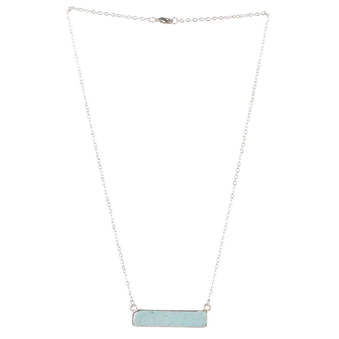 West And Company Dainty Silver Turquoise Bar Necklace