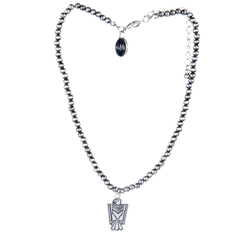 West And Company J Dainty Faux Navajo Pearl Necklace with Thunderbird Charm