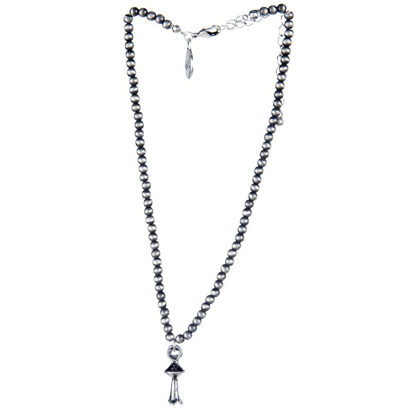 West And Company Dainty Faux Navajo Pearl Necklace with Blossom Charm