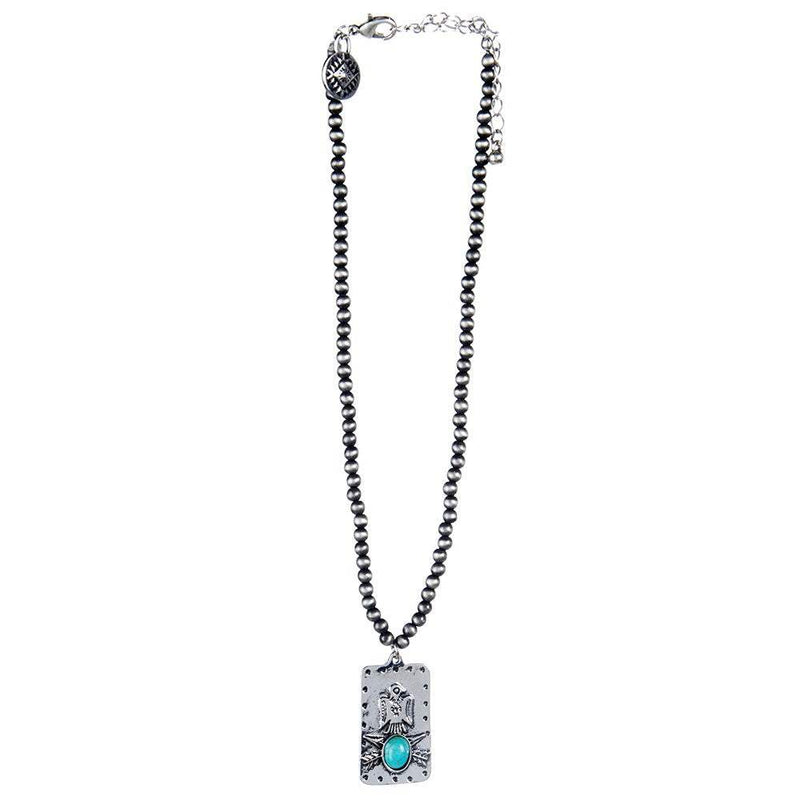 West And Company J Dainty Faux Navajo Pearl Necklace with Thunderbird