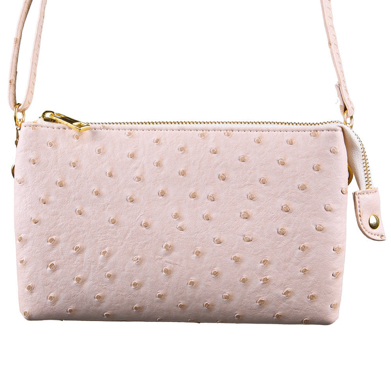 NRS Small Cream Ostrich Clutch