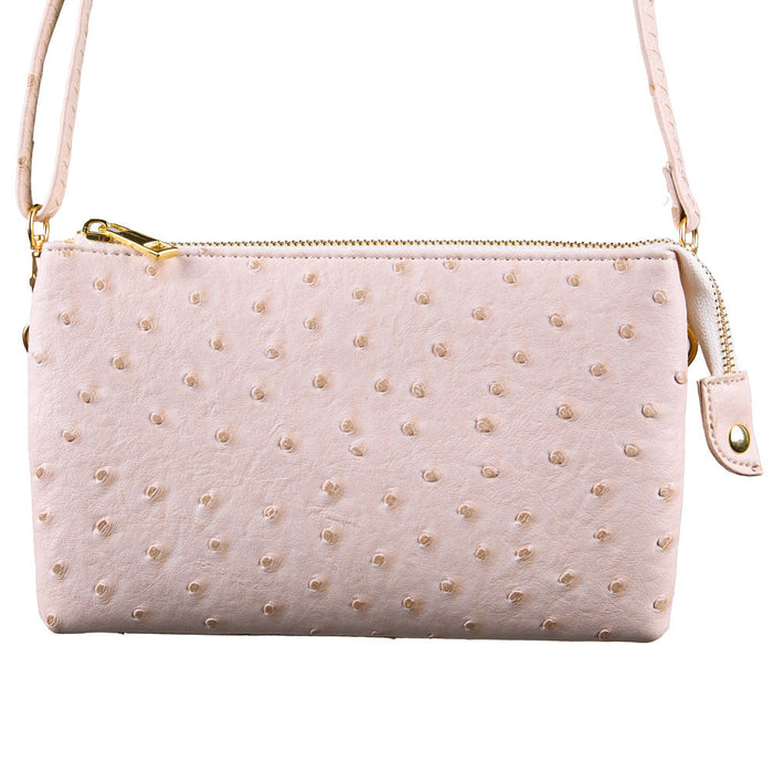 NRS Small Cream Ostrich Clutch