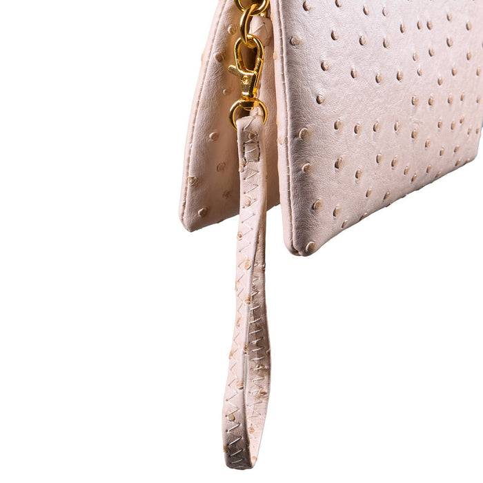 NRS Small Cream Ostrich Clutch