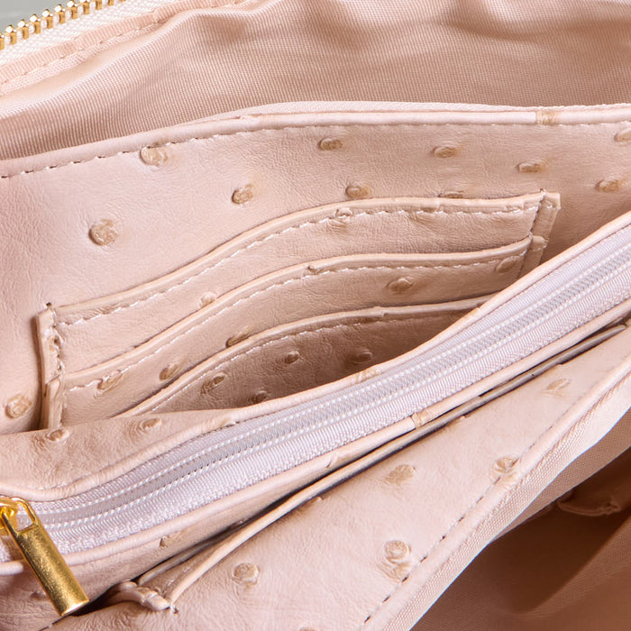 NRS Small Cream Ostrich Clutch
