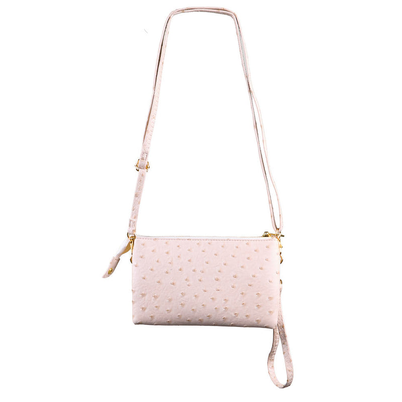 NRS Small Cream Ostrich Clutch