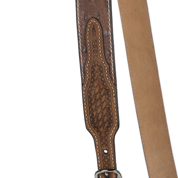 Men's M&F Western Gallus Ostrich Print Tan Suspenders