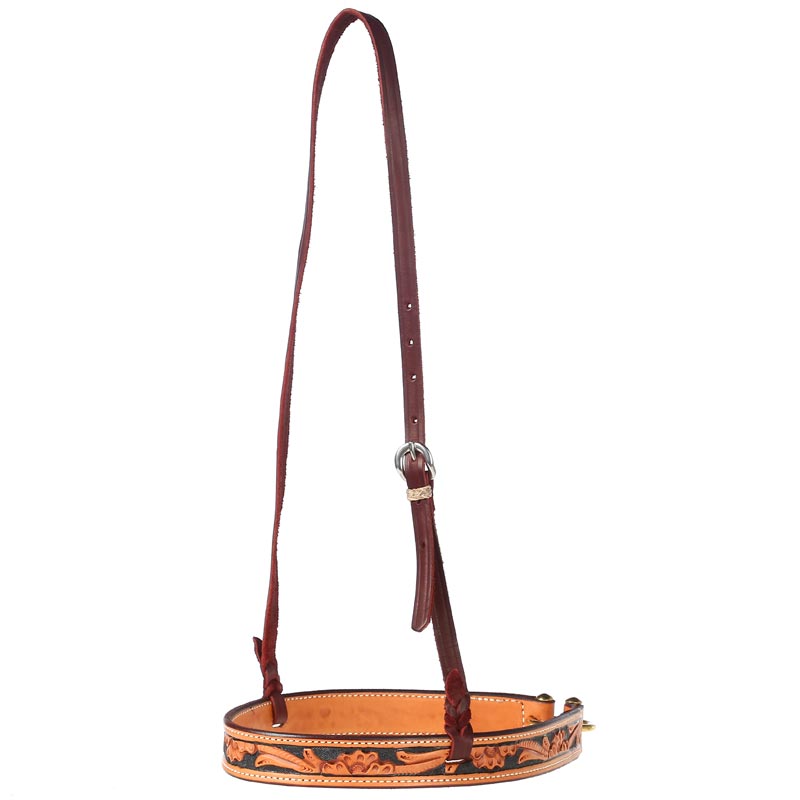 NRS Floral Tooled Noseband with Handpainted Black Background