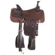 Martin Saddlery Chocolate Hard Seat 5/8 Breed Wyoming Flower Team Roper