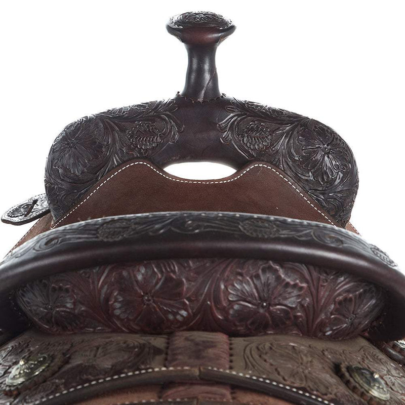 Martin Saddlery Chocolate Hard Seat 5/8 Breed Wyoming Flower Team Roper