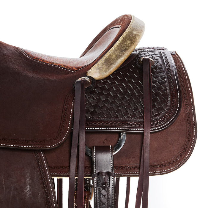 Martin Saddlery Chocolate 1/4 Breed Coarseweave with Inlaid Tan Bison Seat Western Saddle