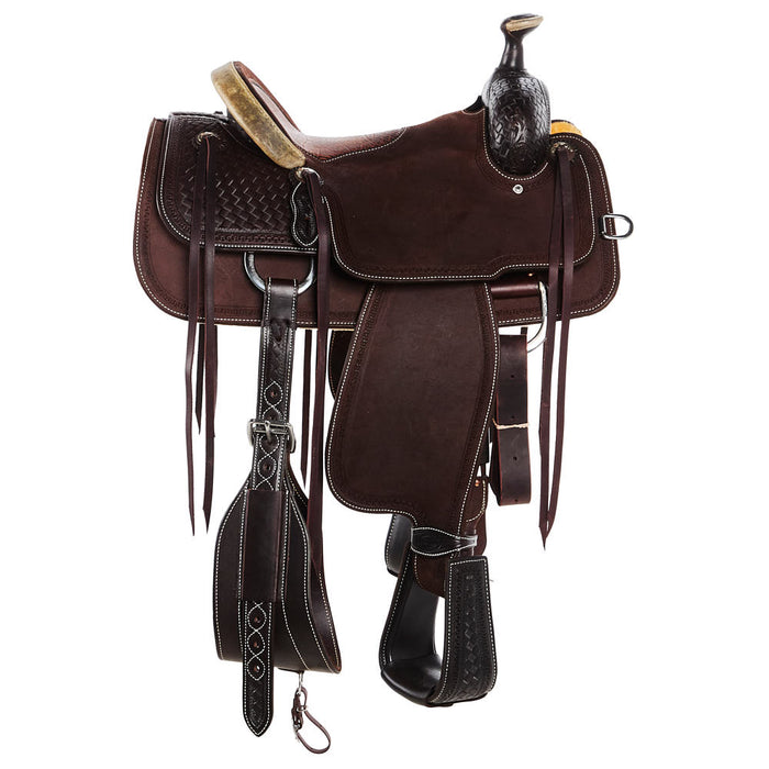 Martin Saddlery Chocolate 1/4 Breed Coarseweave with Inlaid Tan Bison Seat Western Saddle
