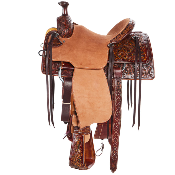 Martin Saddlery 13.5in 1/2 Breed Weathered Antique Wyoming Flower and Acorn/Oak Combo