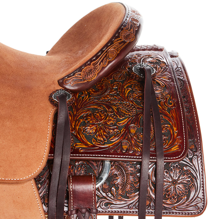 Martin Saddlery 13.5in 1/2 Breed Weathered Antique Wyoming Flower and Acorn/Oak Combo