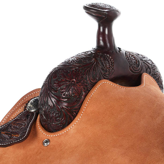 Martin Saddlery 14in 5/8 Breed Med Brown Wyoming Flower Hard Seat