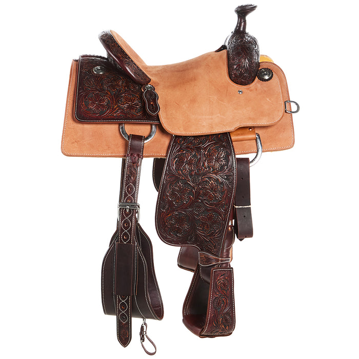 Martin Saddlery 14in 5/8 Breed Med Brown Wyoming Flower Hard Seat