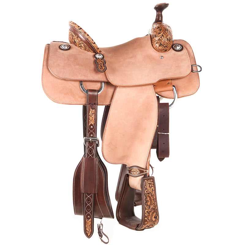 Martin Saddlery 1/8 Breed Acorn/Oak Natural Dark Frame 14in Team Roper
