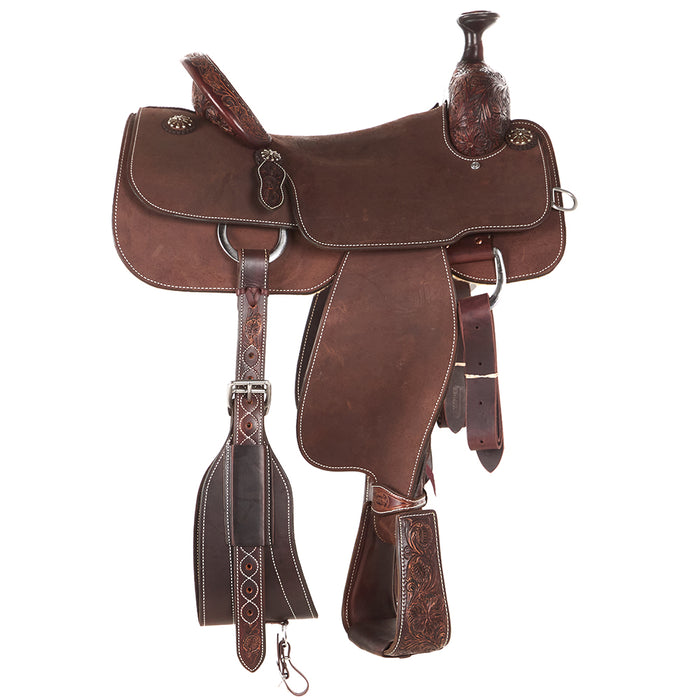 Martin Saddlery 1/8 Breed Wyoming Flower Chocolate 15in Team Roper