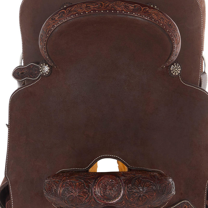 Martin Saddlery 1/8 Breed Wyoming Flower Chocolate 15in Team Roper