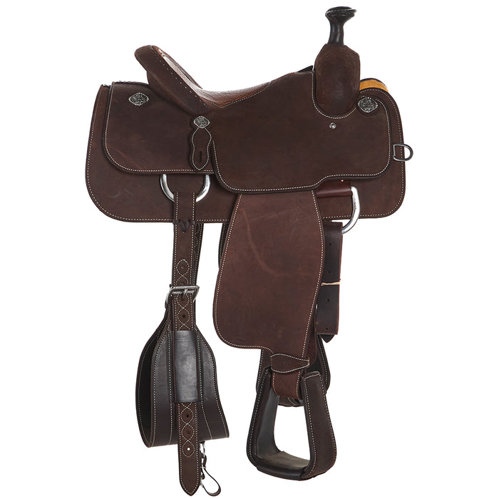 Martin Saddlery 14in Roughout Chocolate Team Roper with Inlaid Tan Bison Seat