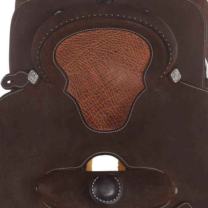 Martin Saddlery 14in Roughout Chocolate Team Roper with Inlaid Tan Bison Seat