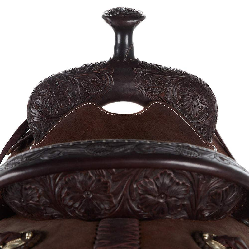 Martin Saddlery Chocolate 1/8 Breed Wyoming Flower Bison Inlaid Seat Team Roper