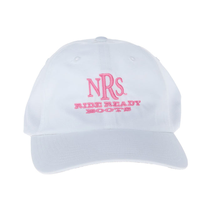 NRS Ride Ready White Solid Cap with Pink Lettering