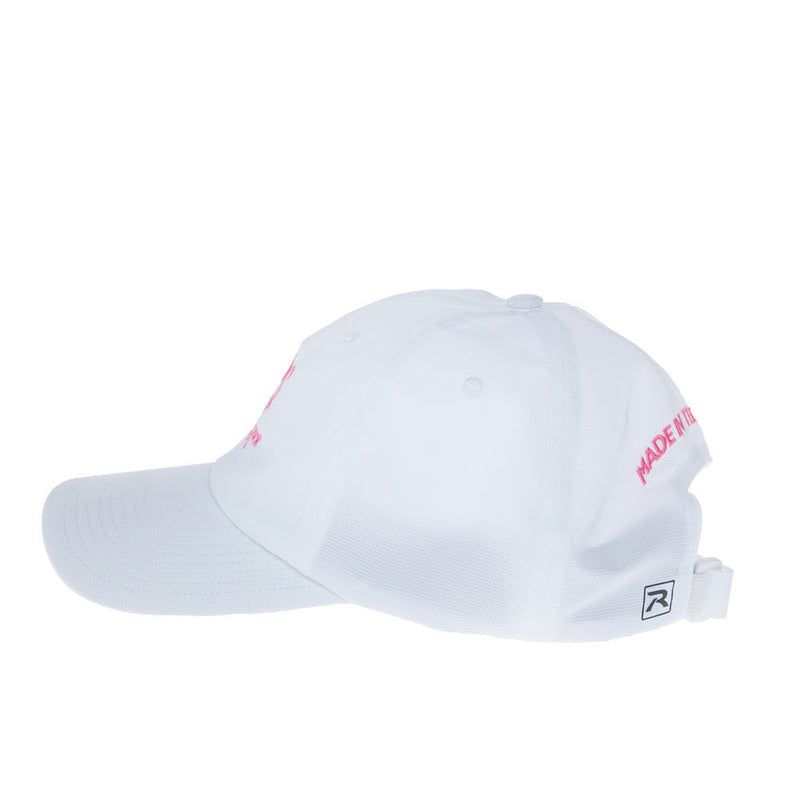 NRS Ride Ready White Solid Cap with Pink Lettering
