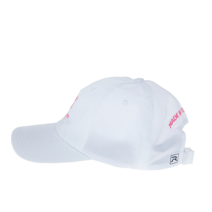 NRS Ride Ready White Solid Cap with Pink Lettering