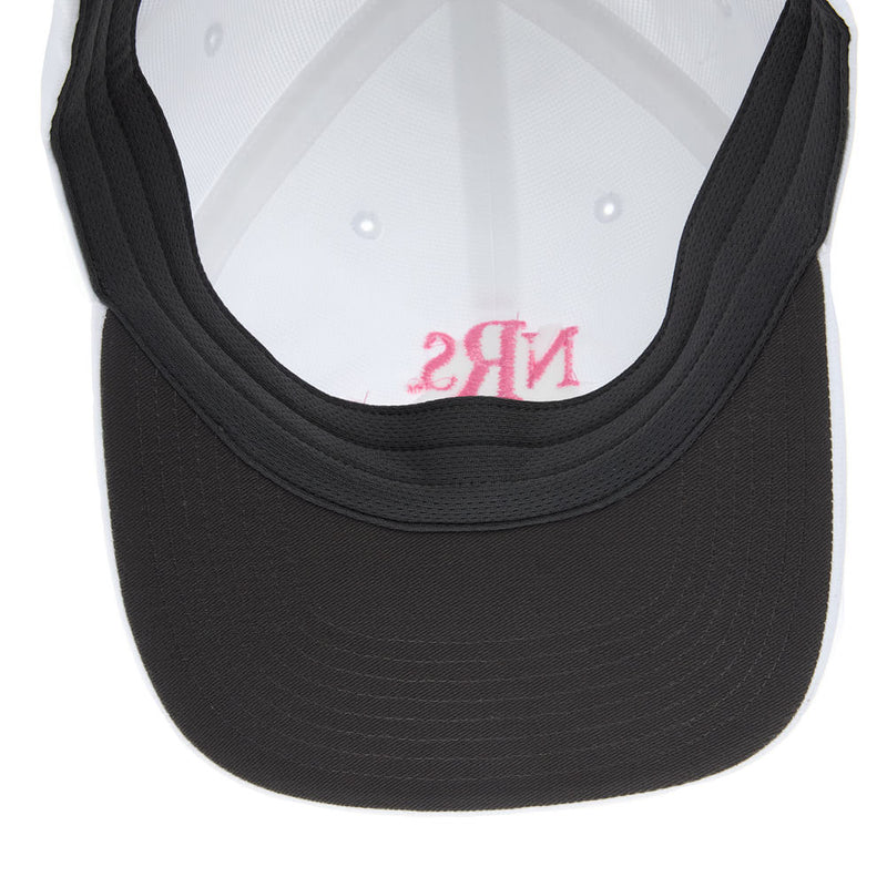 NRS Ride Ready White Solid Cap with Pink Lettering